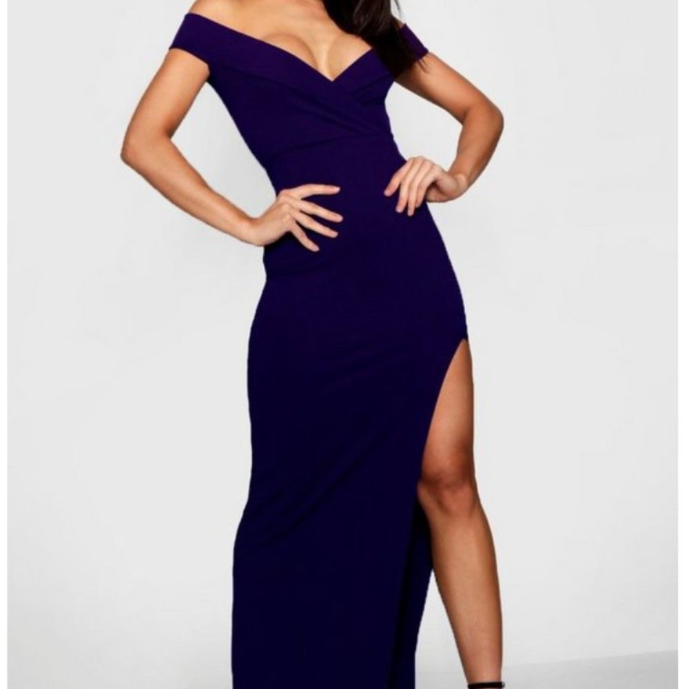 NEW NAVY WRAP OFF THE SHOULDER MAXI DRESS